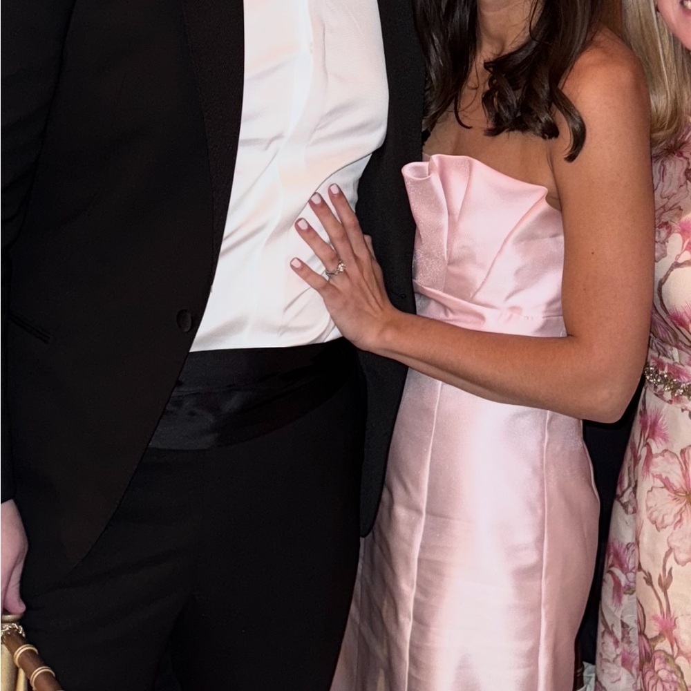 Alfred Sung Elegant Light Pink Satin Gown
